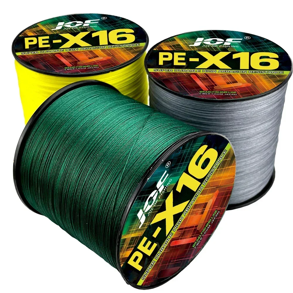 JOF 12X/16X Strands Braided Line 500/300m 4Color All for Fishing Line MaxDrag 200LB Multifilament PE Line Saltwater Sea Fishing