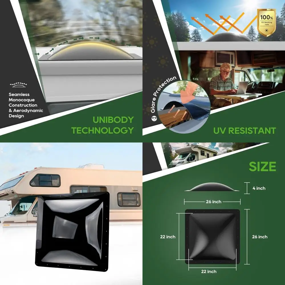 

Замена мансардного окна для автофургона, наружный просвет размером 26 x 26 дюймов подходит для всех стандартных отверстий размером 22 x 22 дюйма, мансардный свет для кемпера