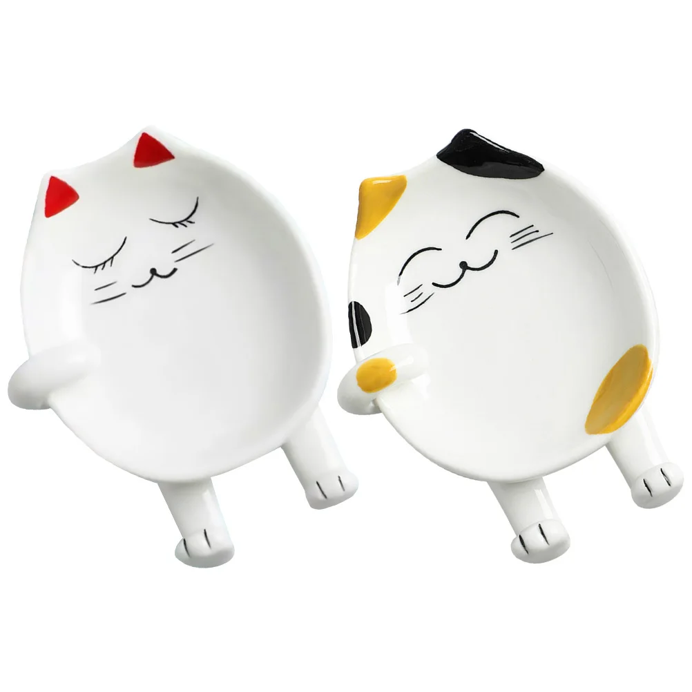 

2Pcs Cartoon Ceramic Pot Lid Holder Spoon Chopstick Rack Kitchen Storage Rack Practical Cutlery Organizer Kitchenware