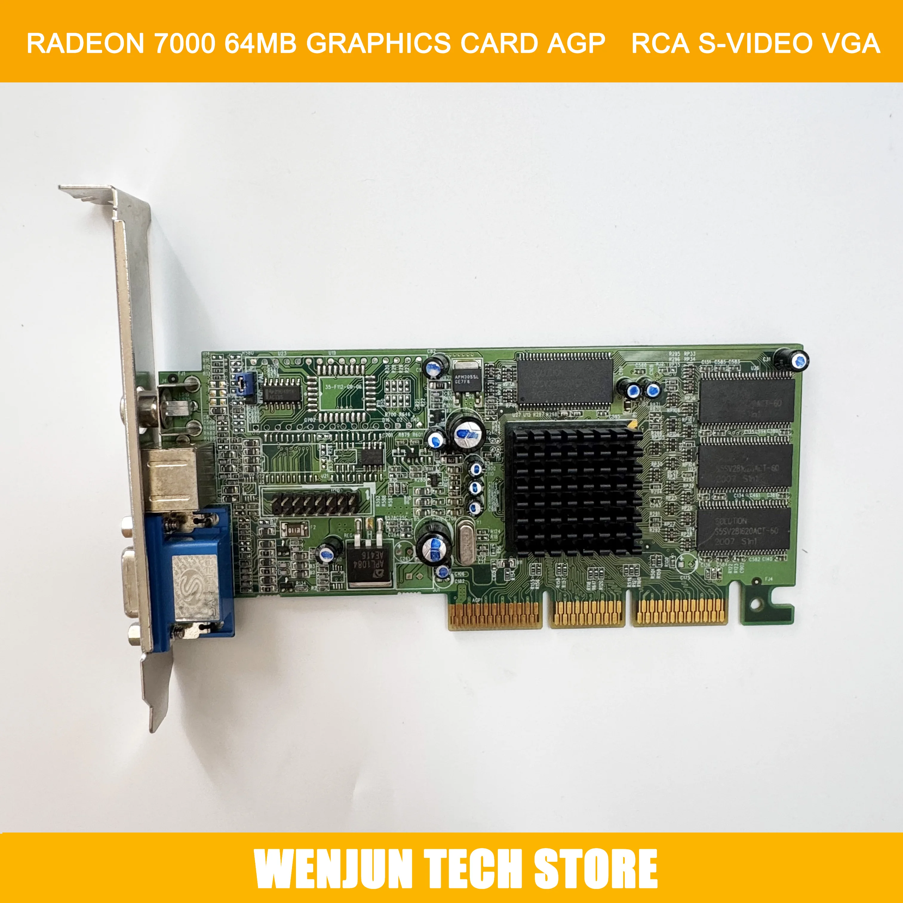 

High-quality 90% new redeon7000 TVO graphics card 64MB video memory AGP slot graphics card with RCA interface and VGA