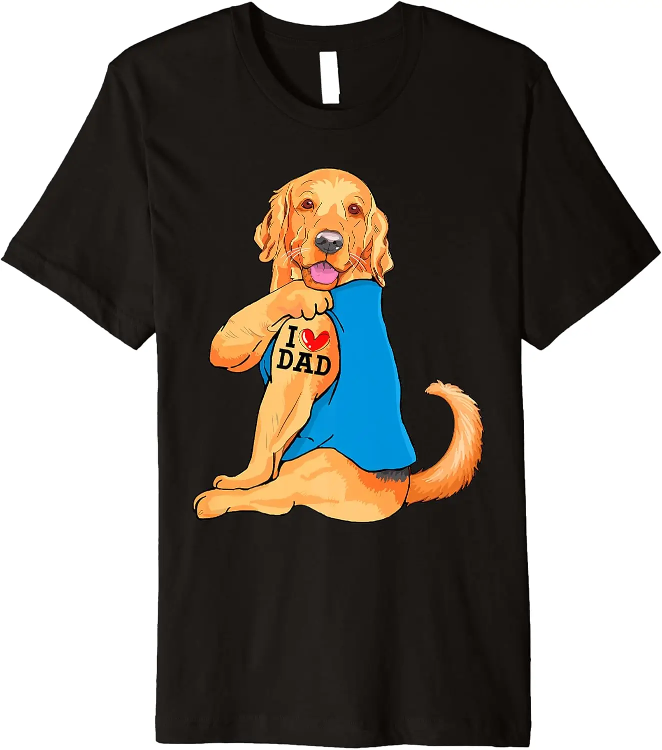 I Love Dad Golden Retriever Dog Son Daughter Fathers Day Men Premium T-Shirt