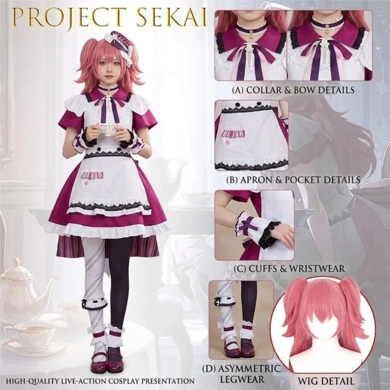 

Project SEKAI COLORFUL STAGE Momoi Airi Cosplay Costume Anime Game Maid Dress Costume Comic Con Stage Performance Party Dress