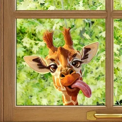 1pc Fun Animal Sticker, Giraffe, Horse Wall Decals - Self-Adhesive Stickers for Living Room, Bedroom, Bathroom, Fridge,Window
