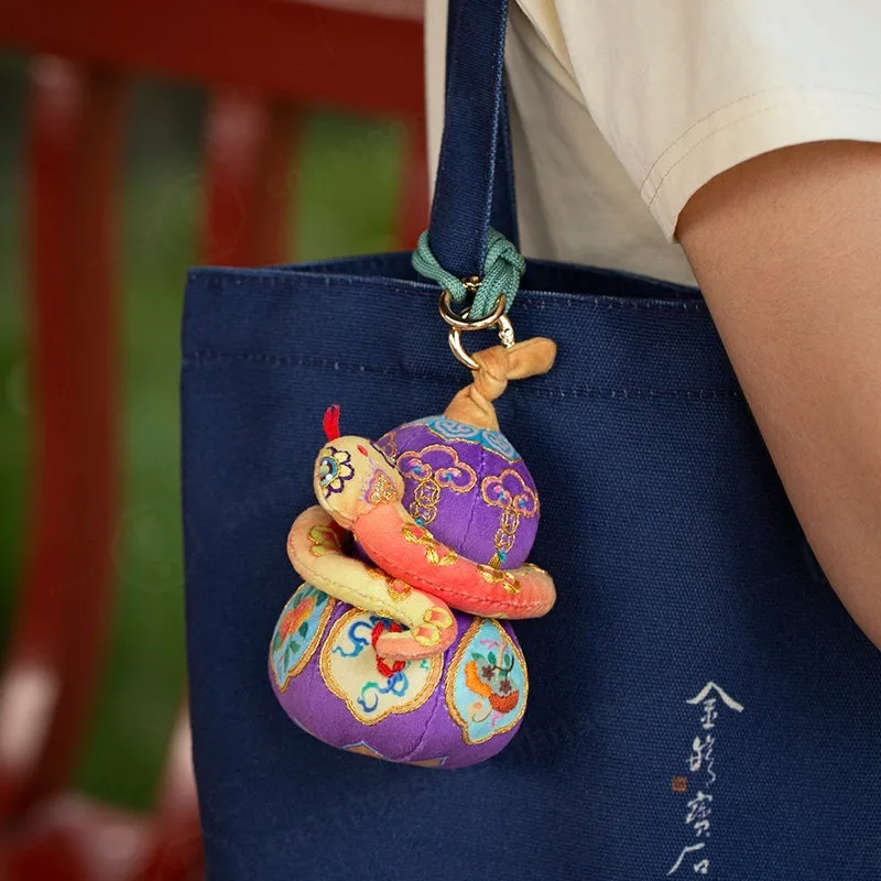 DIY Hand Embroidery Gourd Sachet Material Kit Chinese Style Fu Lu Snake Pattern Portable Hanging Ornament Peace Charm Pendant