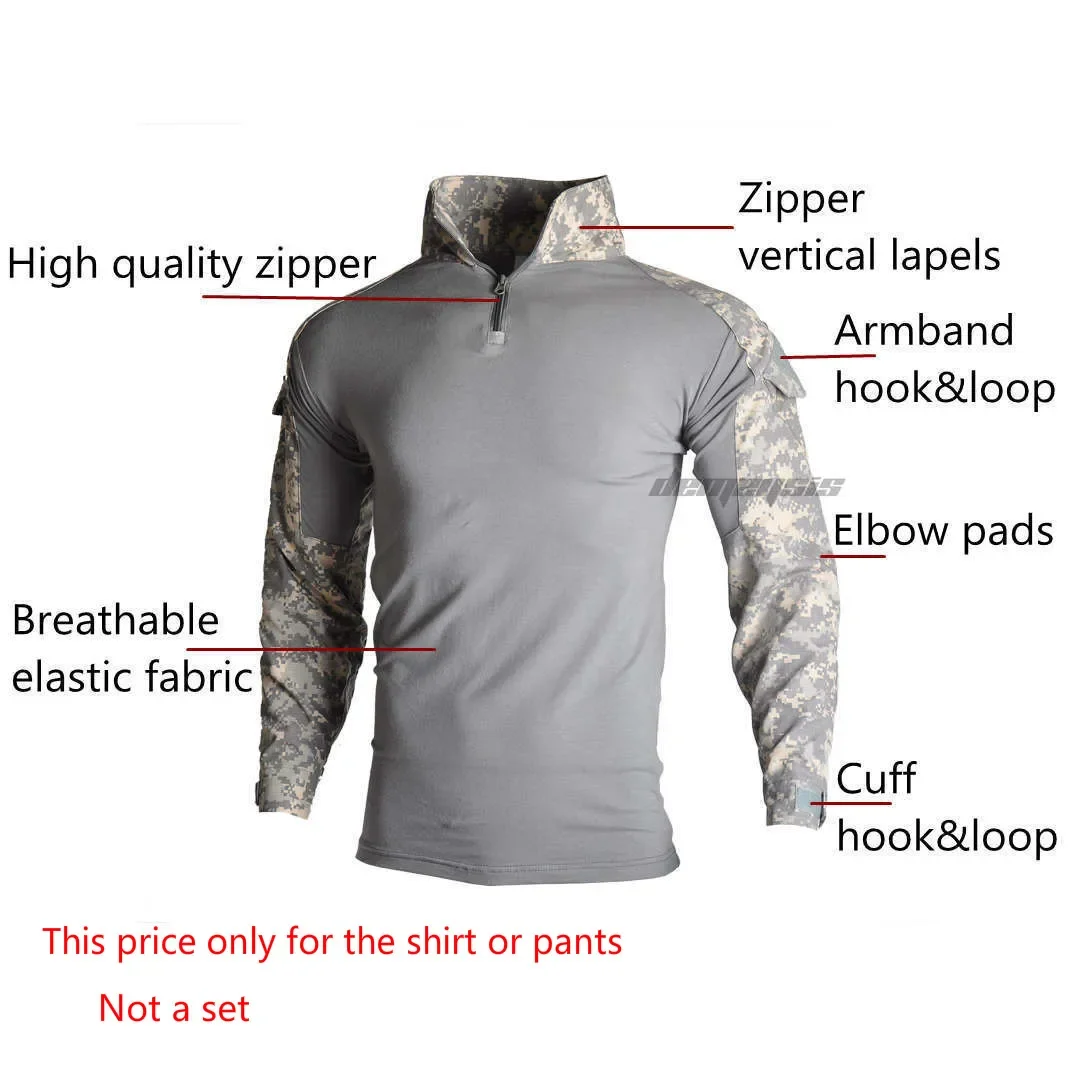 Camouflage Tactical Hunting Shirts Pants Elbow Knee Pads Airsoft Paintball Clothing Ghillie Suits