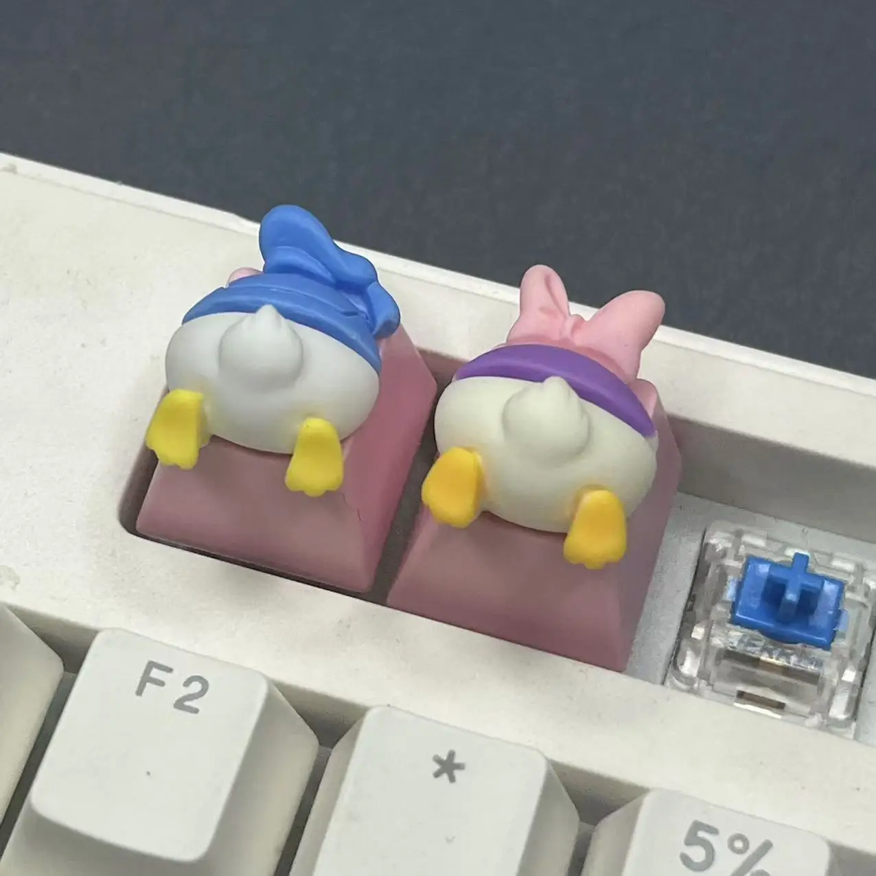 Cartoon Animal Duck Butt Keycaps DIY Custom Resin Transparent R4 ESC Cross Mechanical Keyboard Personalized Gift Keycaps