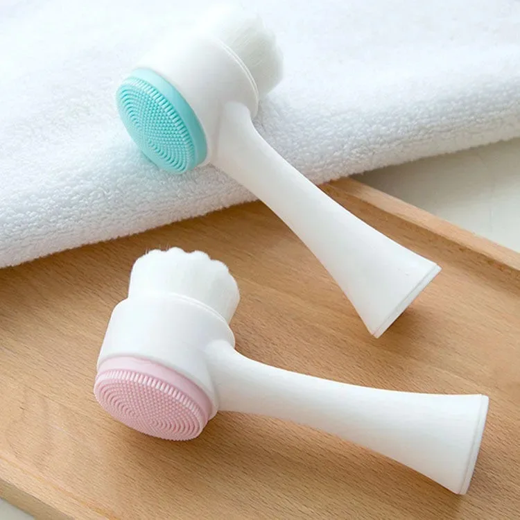 Escova manual de limpeza facial doméstica, escova de massagem de cerdas macias de dupla face, limpador facial de silicone para limpeza de poros domést