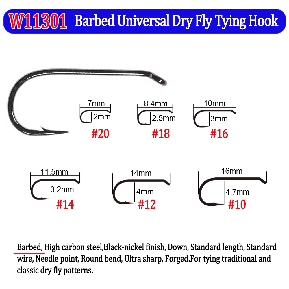 200 Stück Angelfliegenhaken mit Widerhaken und Widerhaken, Nymphen, Pupa, Ei, Fliegen, Trockenfliegen, Nassfliegen, Jig, Nymphenhaken, Caddis, Streamer, Fliegenbindehaken – Detail 11