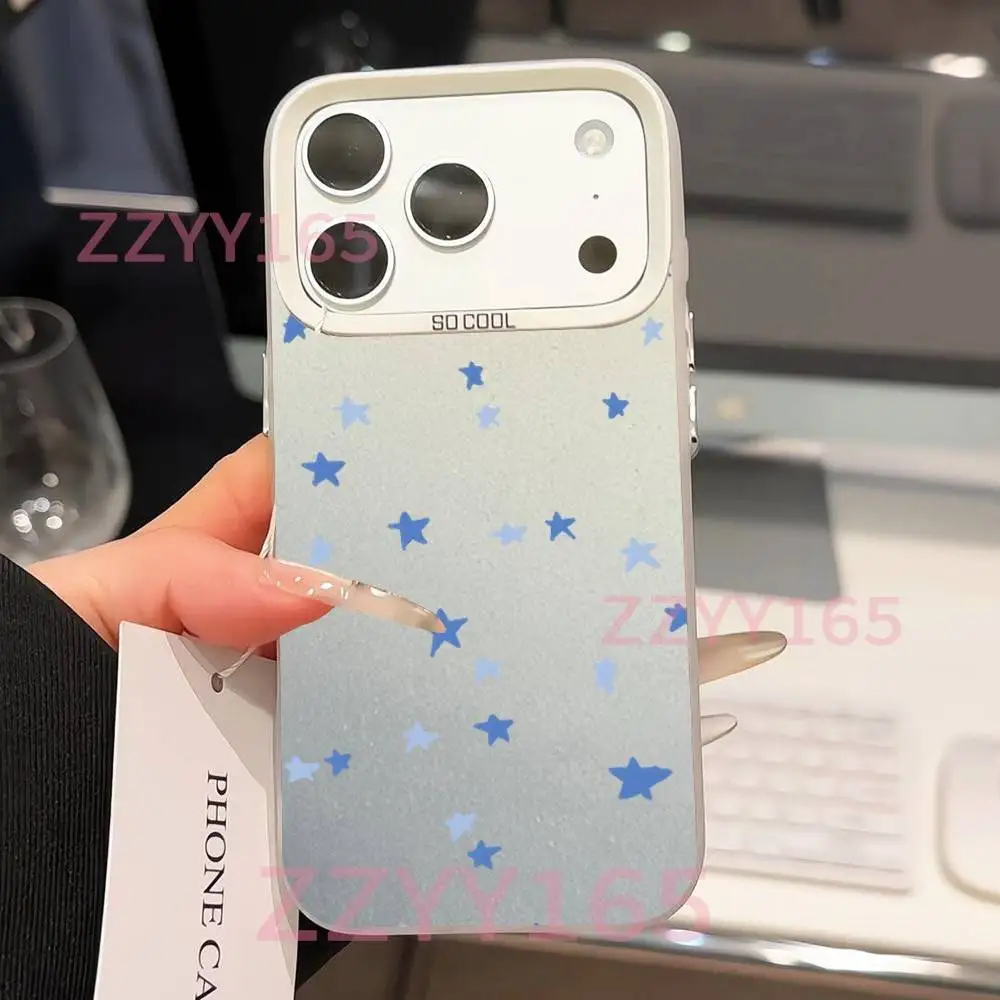 Stars Aesthetic Colorful für iPhone 17,16,15,14,13,12,X,8,Pro,Max,Plus,SE4,Air,Mini Weiß Staubdicht Matt IMD Hülle