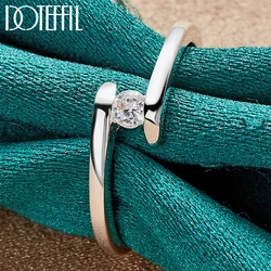 DOTEFFIL 925 Sterling Silver Simple AAAAA Zircon Ring For Woman Fashion Wedding Engagement Party Gift Charm Jewelry