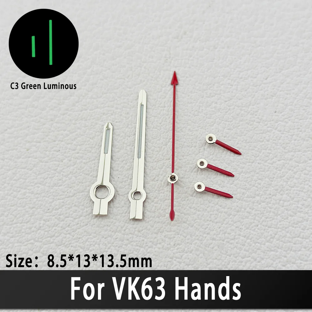 For VK63 Hands C3 Green Luminous Watch Accessories Hands Suitable for VK 63 Quartz Movement Men‘s Watches Parts For Wristwatche image 4