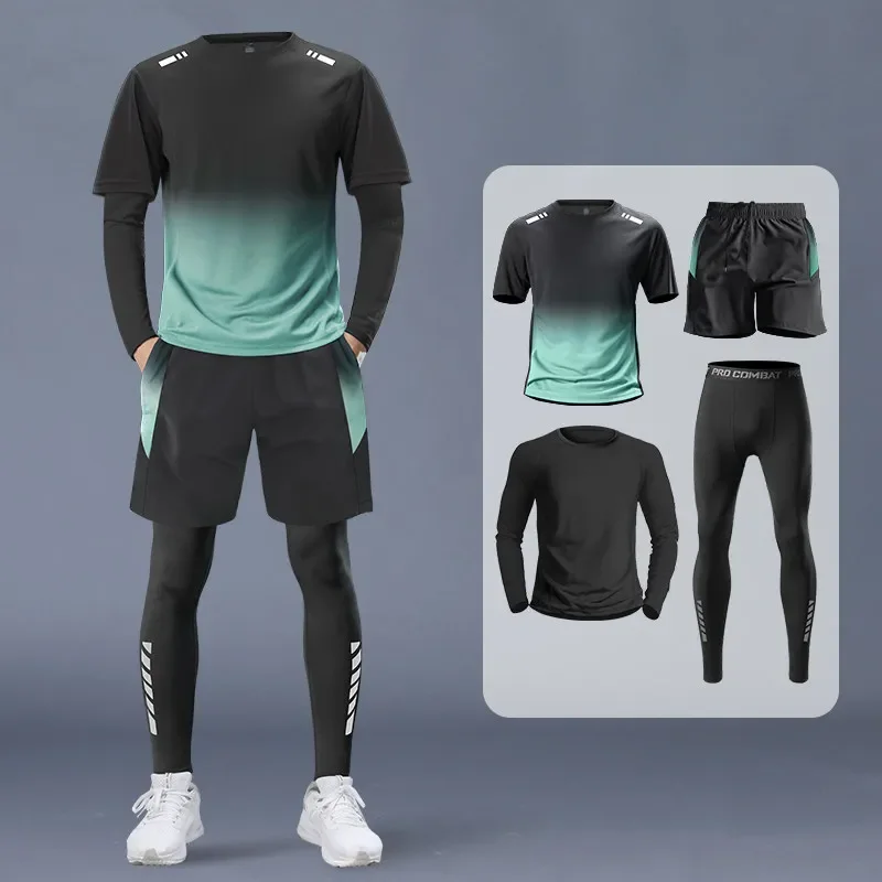 Men's 4-Piece Athletic Set - Professional Quick Dry Running Suit Spring Badminton Training Gear & Gym Pants for Morning Jogging