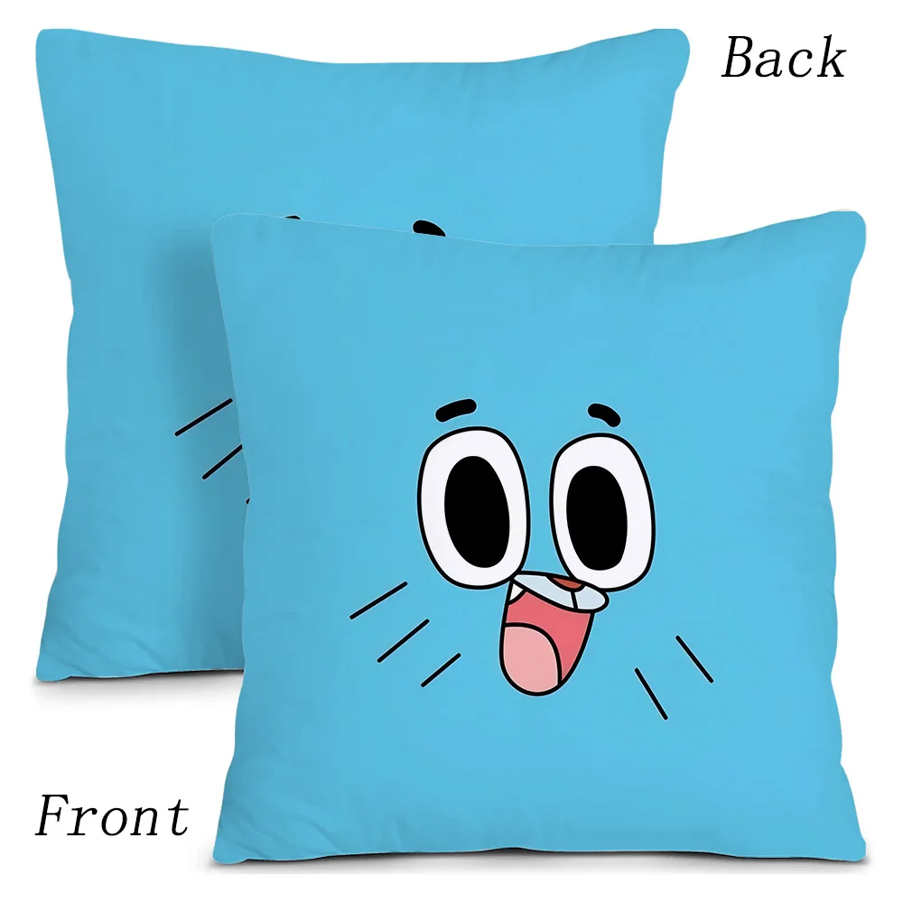 Animation Amazing World Gumball Pillow Covers Cartoon Sofa Decorative Home Double-sided Printing Short Plush Cute Cushion Cover