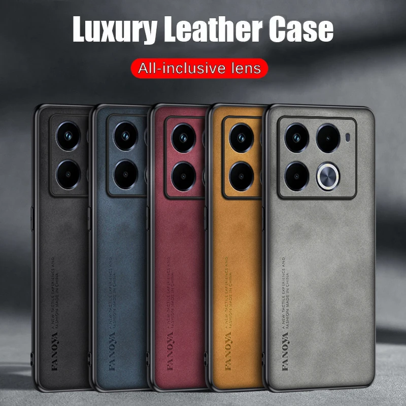 Case for Infinix Note 40 Pro Protect Lens Lambskin Leather Shell Coque for Note 30 Pro 4G Cover TPU Soft Bumper Shockproof Funda