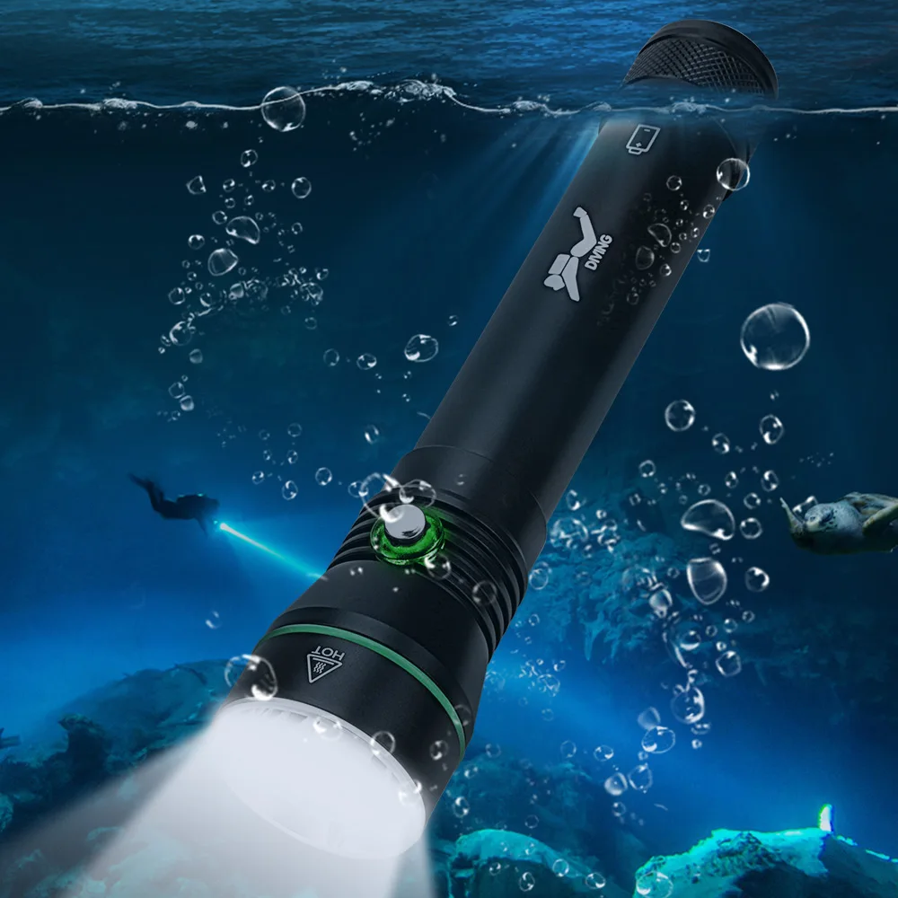 BORUiT Super Bright 2000LM LED Scuba Diving Flashlight P50 Underwater 100M IPX8 Waterproof Torch Spearfishing Lantern