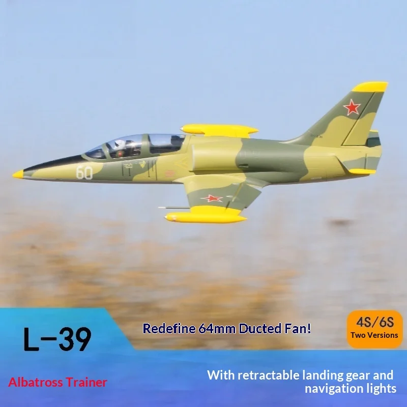 

64mm L-39 Fixed Wing Model Airplane With Retractable Landing Gear And Navigation Lights Remote Control Toy Aircraft Model