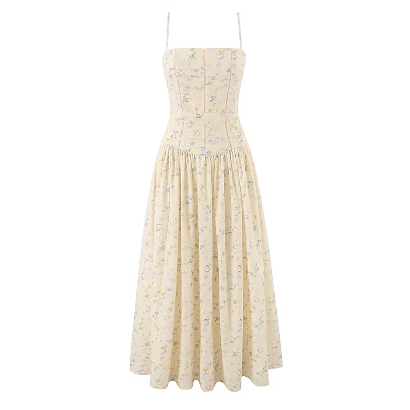 Floral Print A-Line Maxi Dress Summer 2026 Boho Beach Dress