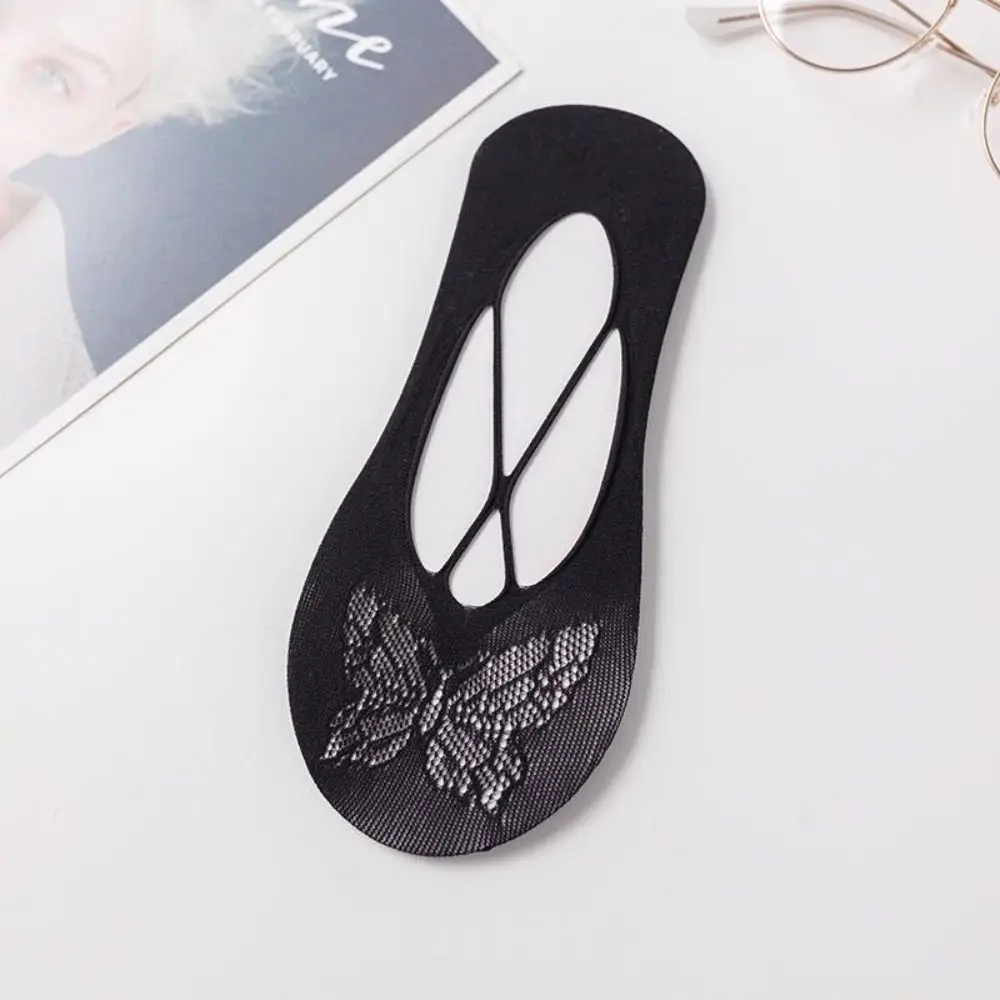 Anti-Slip Short Fashion Invisible Breathable Comfortable Women Sling Socks Lace Butterfly Sock Slippers Boat Socks Mesh Socks