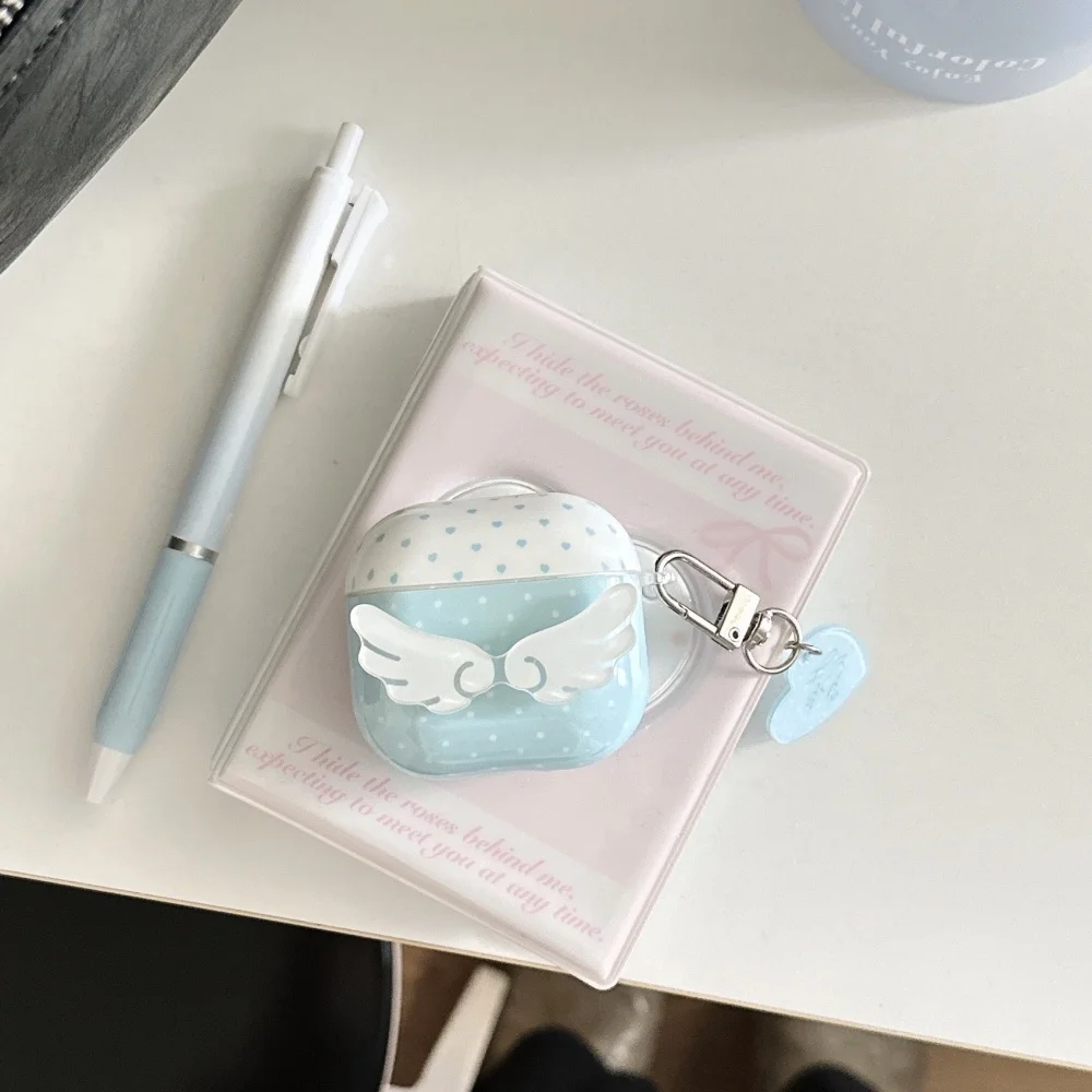 [Leo] أجنحة ستيريو منقطة لأجهزة AirPods pro2 غطاء سماعة أذن بلوتوث لاسلكي Apple AirPods 1/2/3/4 جيل غلاف ناعم Pro