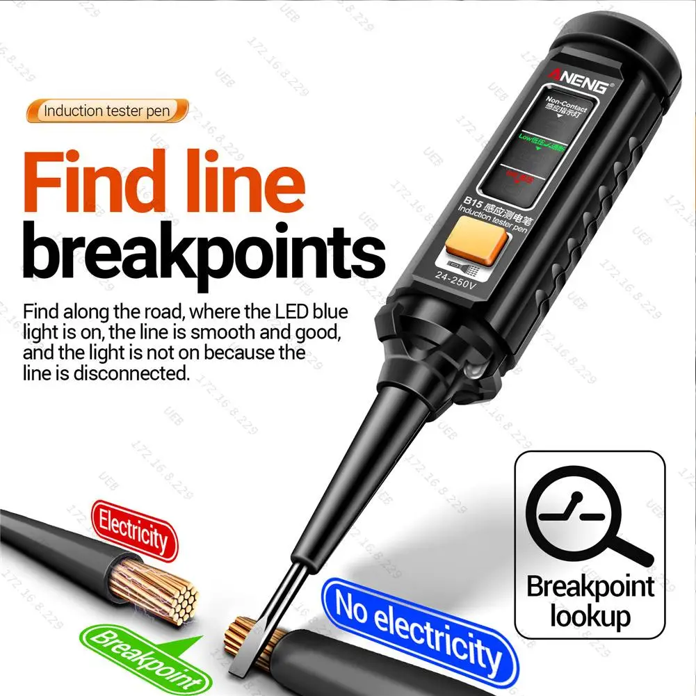 24-250V Professional AC Voltage Detection Pen Highlight Color Light Electrician Screwdriver NCV Electricity Pen Electrical Tools