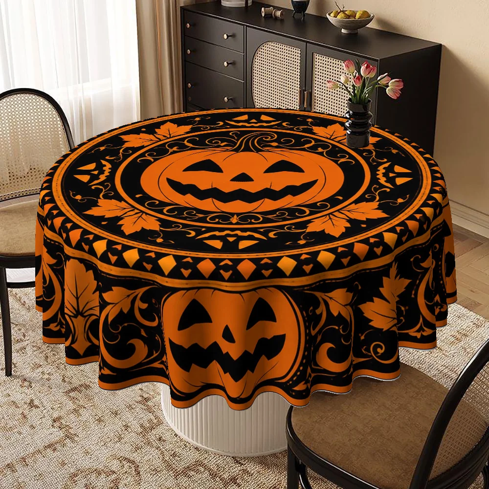 One tablecloth, with a Halloween theme, featuring a pumpkin pattern, suitable for the family kitchen.