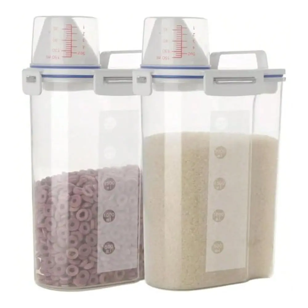 

Pcs 5.5 LB Rice Storage Container Airtight Cereal Flour Dispenser With Pouring Spout And Measuring Cup Kitchen Plastic Clear Dr