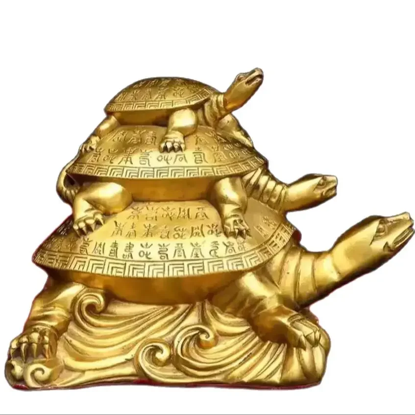 Metal brass third-generation turtle height 20cm decorative items, home and office cultural and creative ornaments