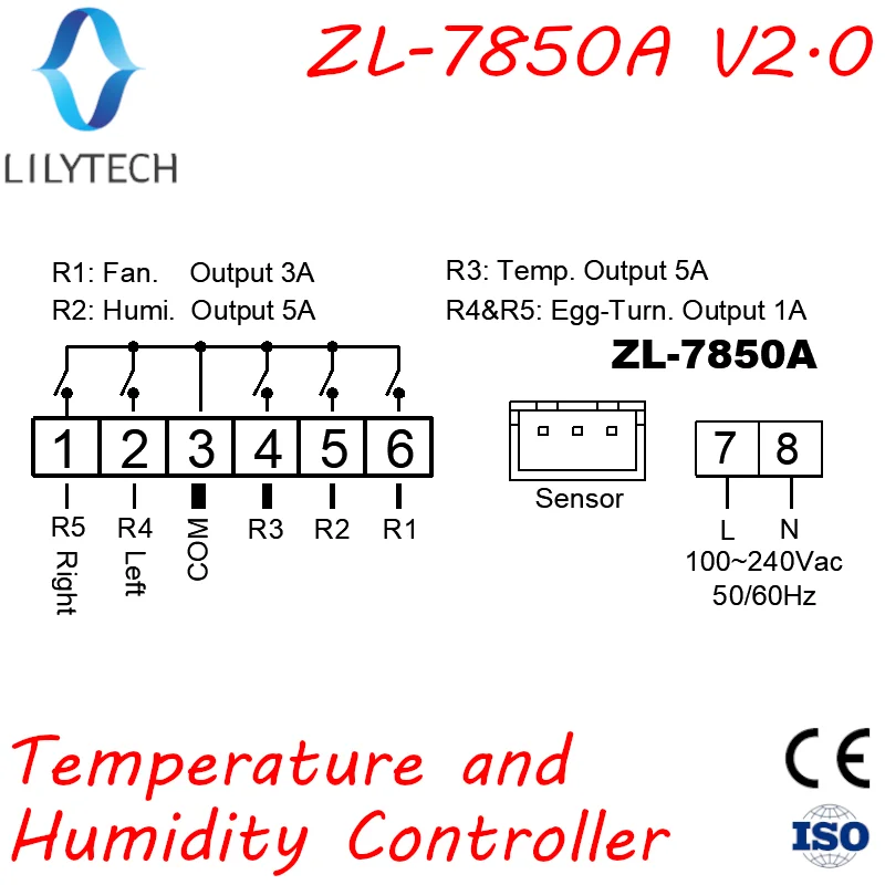 ZL-7850A, Incubator Cheese Sausage Deposit Control, Humidity Temperature Controller, Hygrostat Thermostat, Lilytech Humidistat