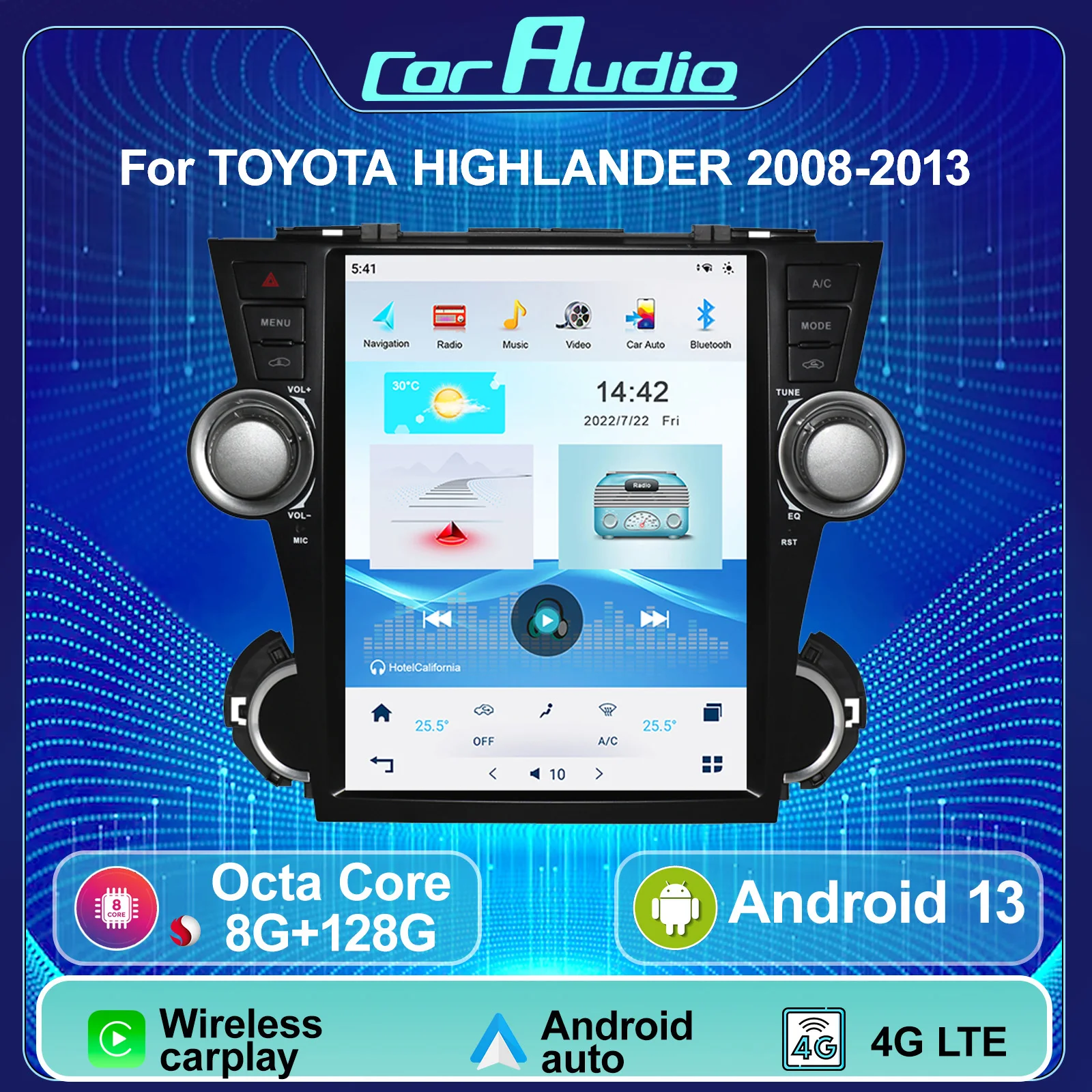 

12.1" Android 13 Car Radio for Toyota Highland 2008-2013 GPS Navigation Car Multimedia Player USB Headunit