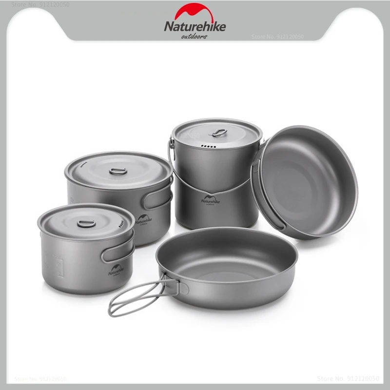 

Naturehike Outdoor Titanium Pot Camping Cutlery Camping Frying Pan Field Portable Pot With Cookware Picnic Titanium Kitchenware