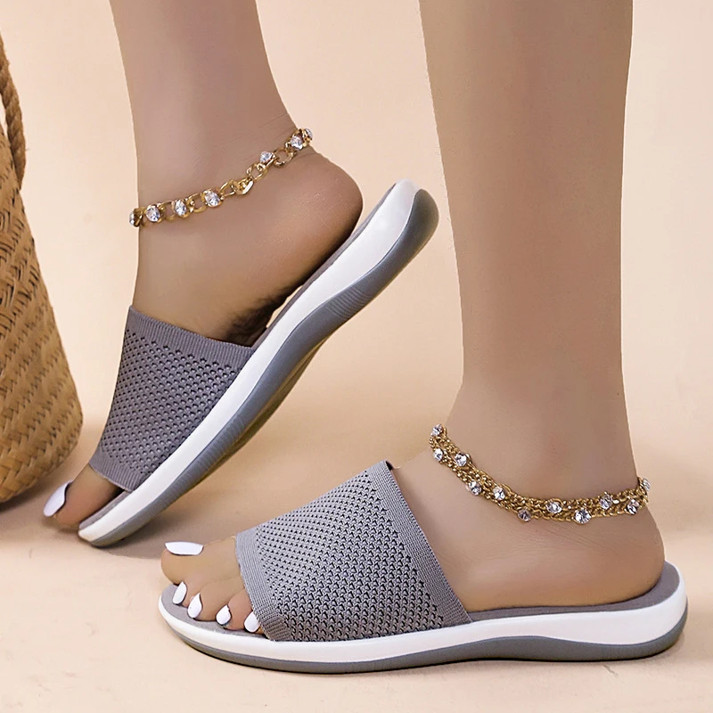 Ladies Fashion Non-slip Slippers Slippers Large Size Thick Low Women's Flat Shoes Lightweight Summer Beach Sandals