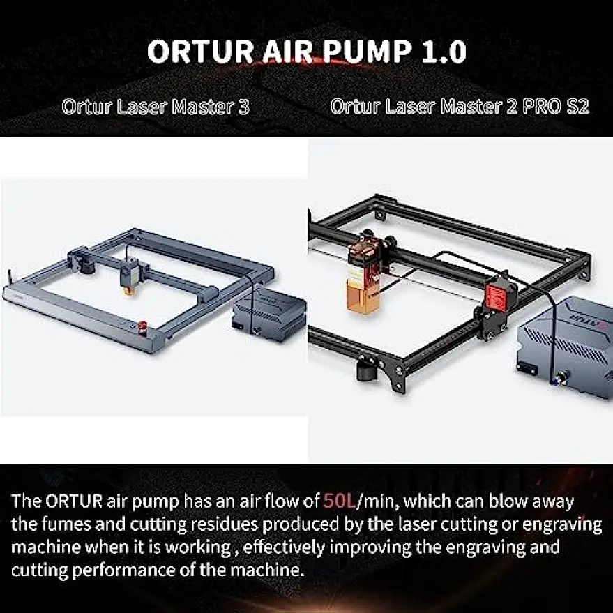 ORTUR Air Assist for Laser Cutter, Powerful 0-50L/min Air Assist Pump for ORTUR Laser Master 3