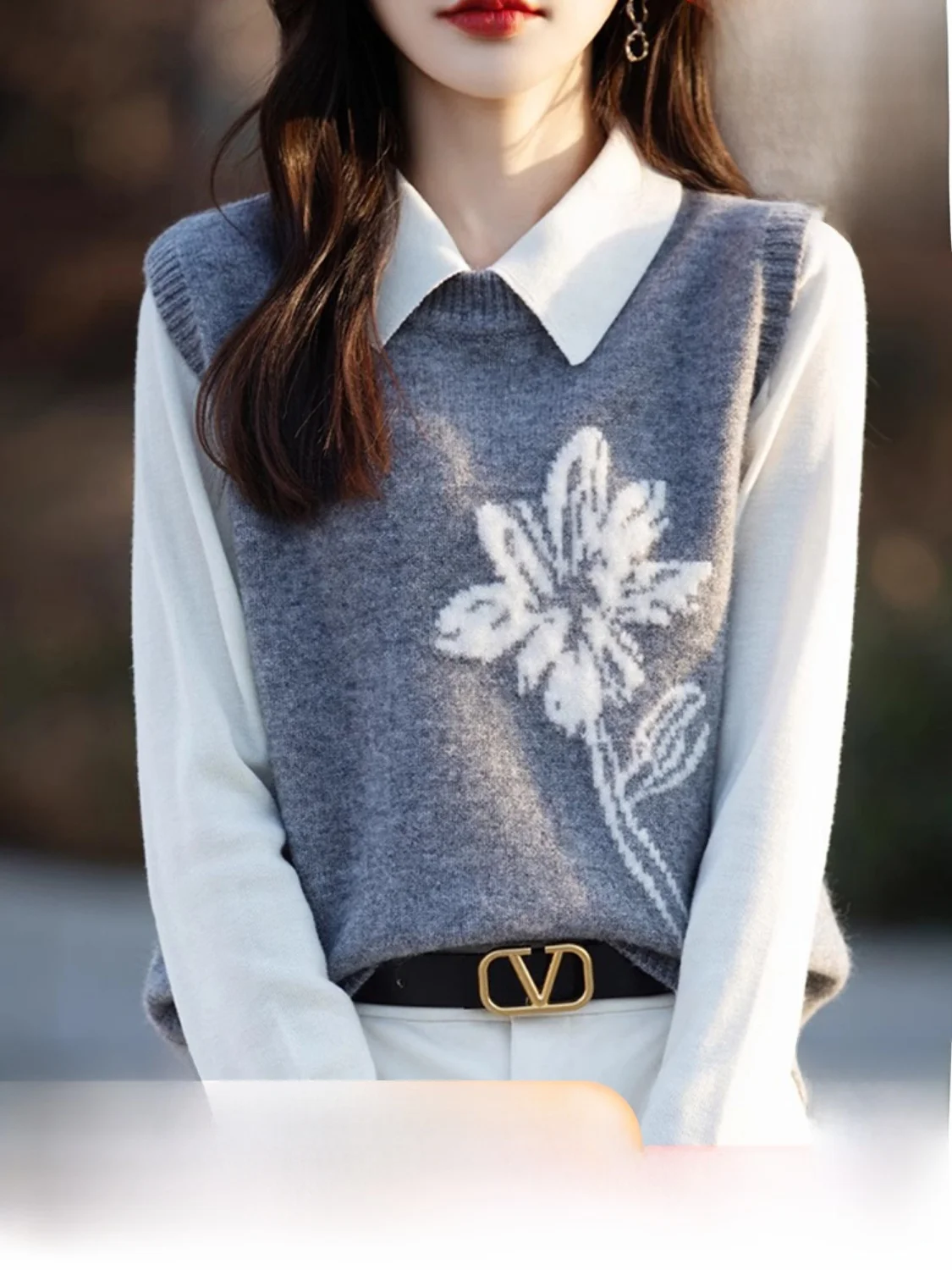 

Новый женский вязаный шерстяной жилет свободного кроя большого размера с вышивкой, верхняя одежда для весны и осени