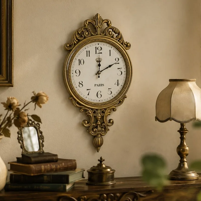 Nordic Interior Wall Clock Wood Mechanism Silent Clock Vintage Retro Stylish Watches Aesthetic Decorative Living Room Decoration