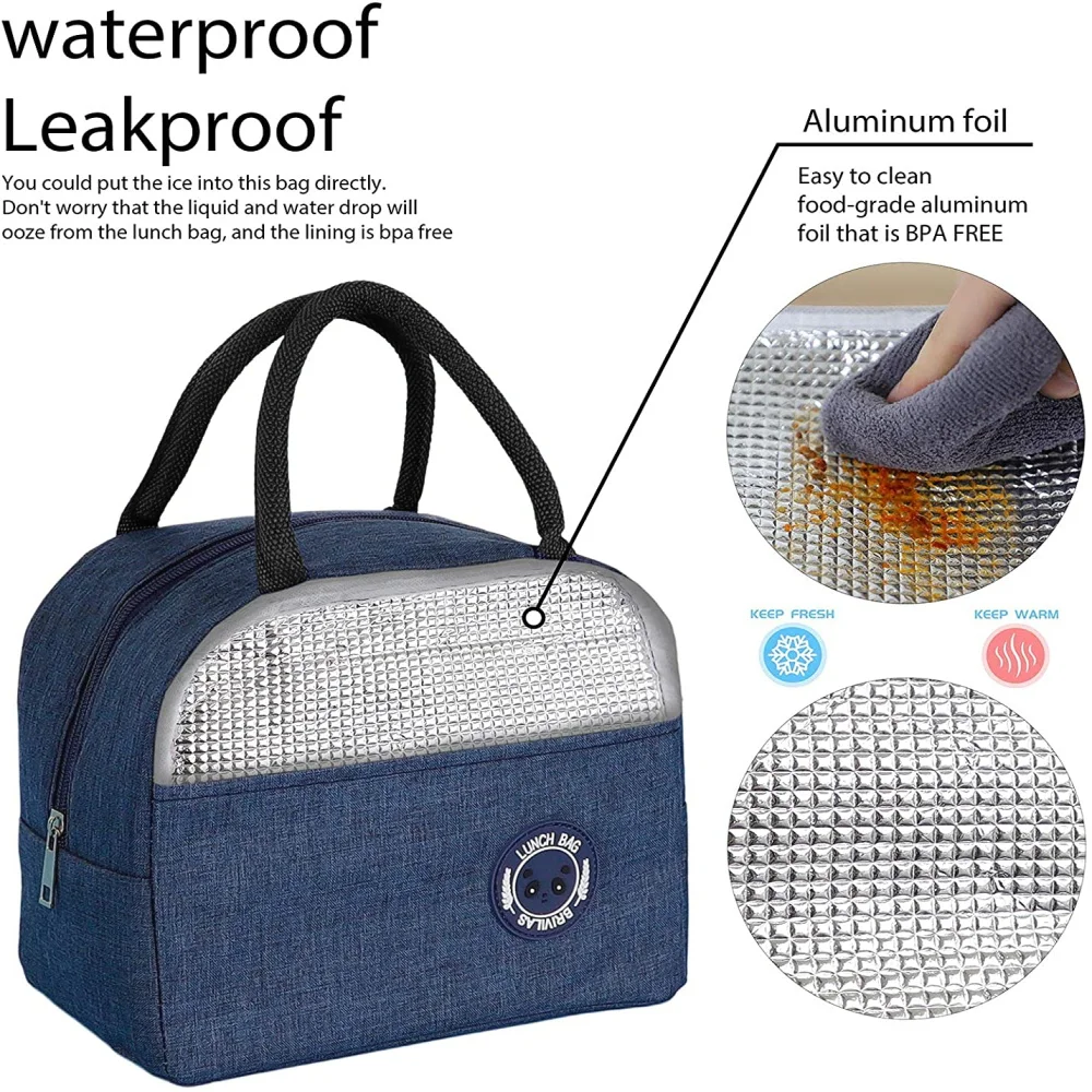 Bolsa térmica con cremallera para el almuerzo, bolso de lona aislante para el trabajo, almacenamiento de comida, Picnic, Unisex