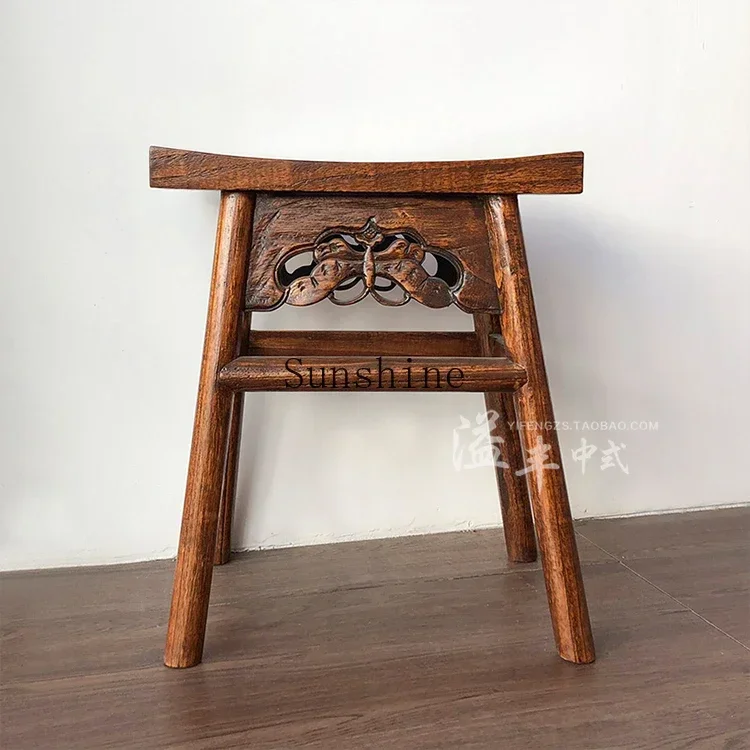 New Chinese antique furniture Solid wood elm saddle stool Bar table Dining table Bench