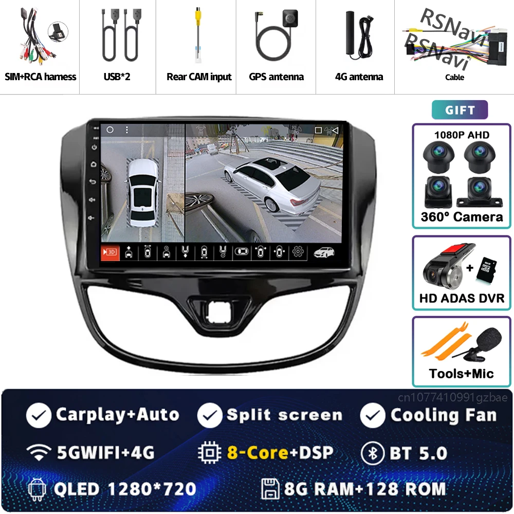 Android 15 Carplay Auto Qualcomm 2K QLED Scherm Autoradio Speler Voor Opel Karl Vinfast Fadil 2017-2020 GPS multimedia Wifi DSP