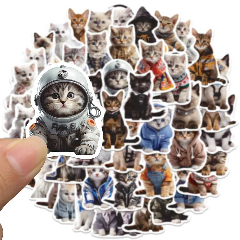 50pcs Cute Kids Stickers Funny Animal Cats Stickers For Laptop Water Bottle Luggage Diary Phone Waterproof Graffiti