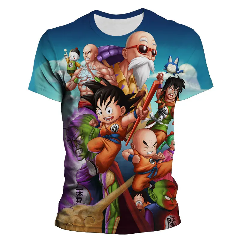 Camiseta de Dragon Ball para niños, camisa informal de manga corta con estampado 3D de Goku, Anime japonés de dibujos animados, gran tamaño, novedad