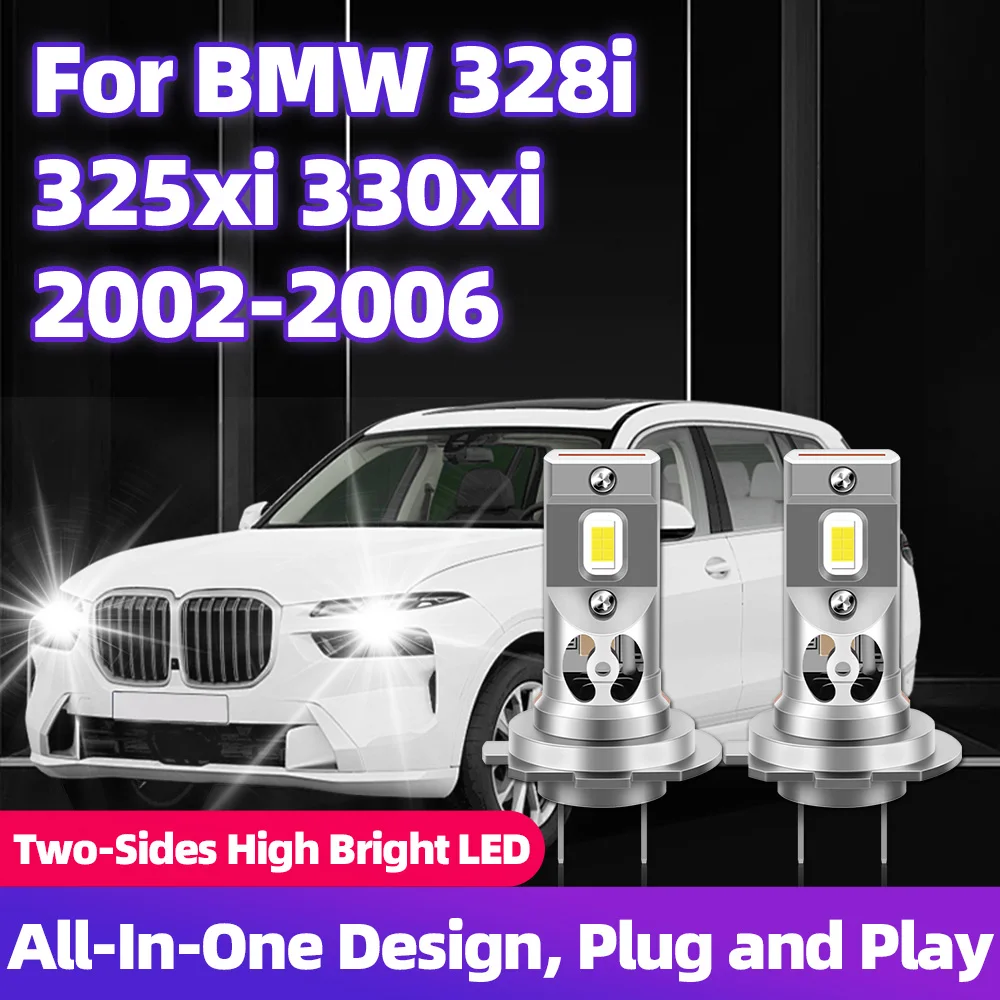 For BMW 328i 325xi 330xi 2002 2003 2004 2005 2006 Led H7 30000LM Car Headlight Bulb Turbo Auto Front Head Lamp Automobiles 6000K