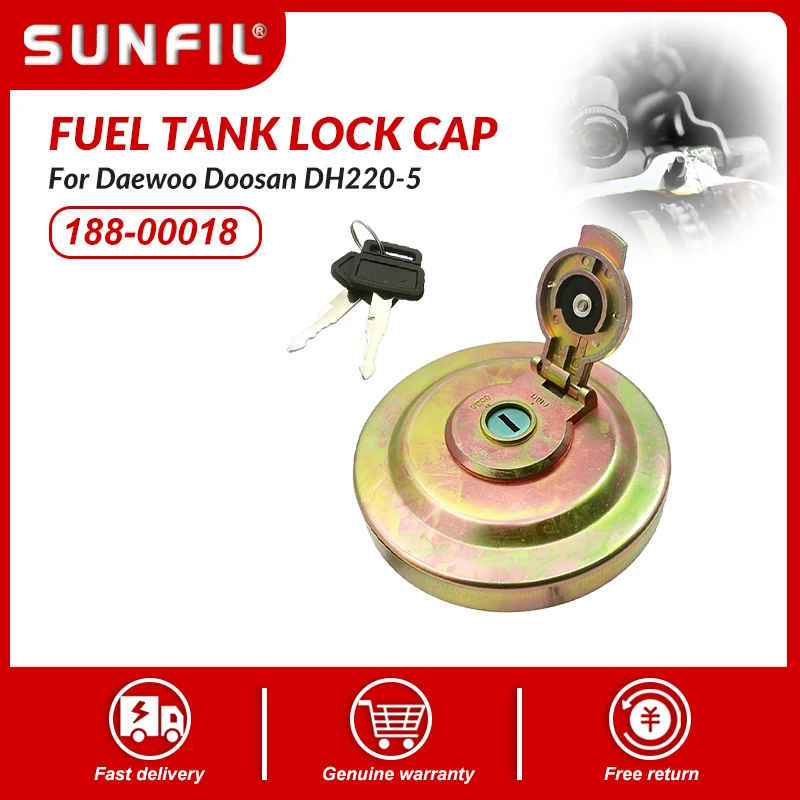 

188-00018 2188-9008 Fuel Tank Lock Cap with 2 Keys for Daewoo Doosan DH220-5 DH340-5 DH130-5 DH220-V DH340-V Excavator Parts