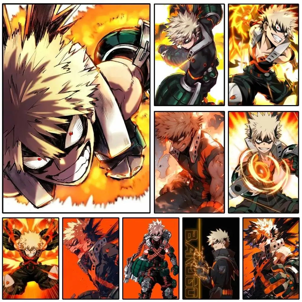 1PC Anime B-bakugo Katsuki Poster Self-adhesive Art Waterproof Paper Sticker Coffee House Bar Room Wall Decor