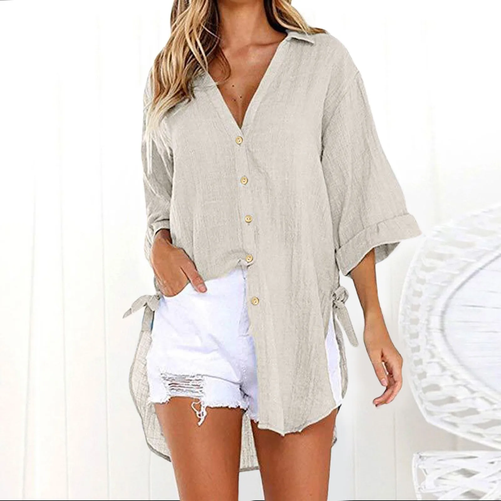 Casual Long Sleeve Loose Shirts Women Fashion Cotton Linen Blouses Tops Vintage Streetwear Oversized 5XL Button Tunic Top Tee