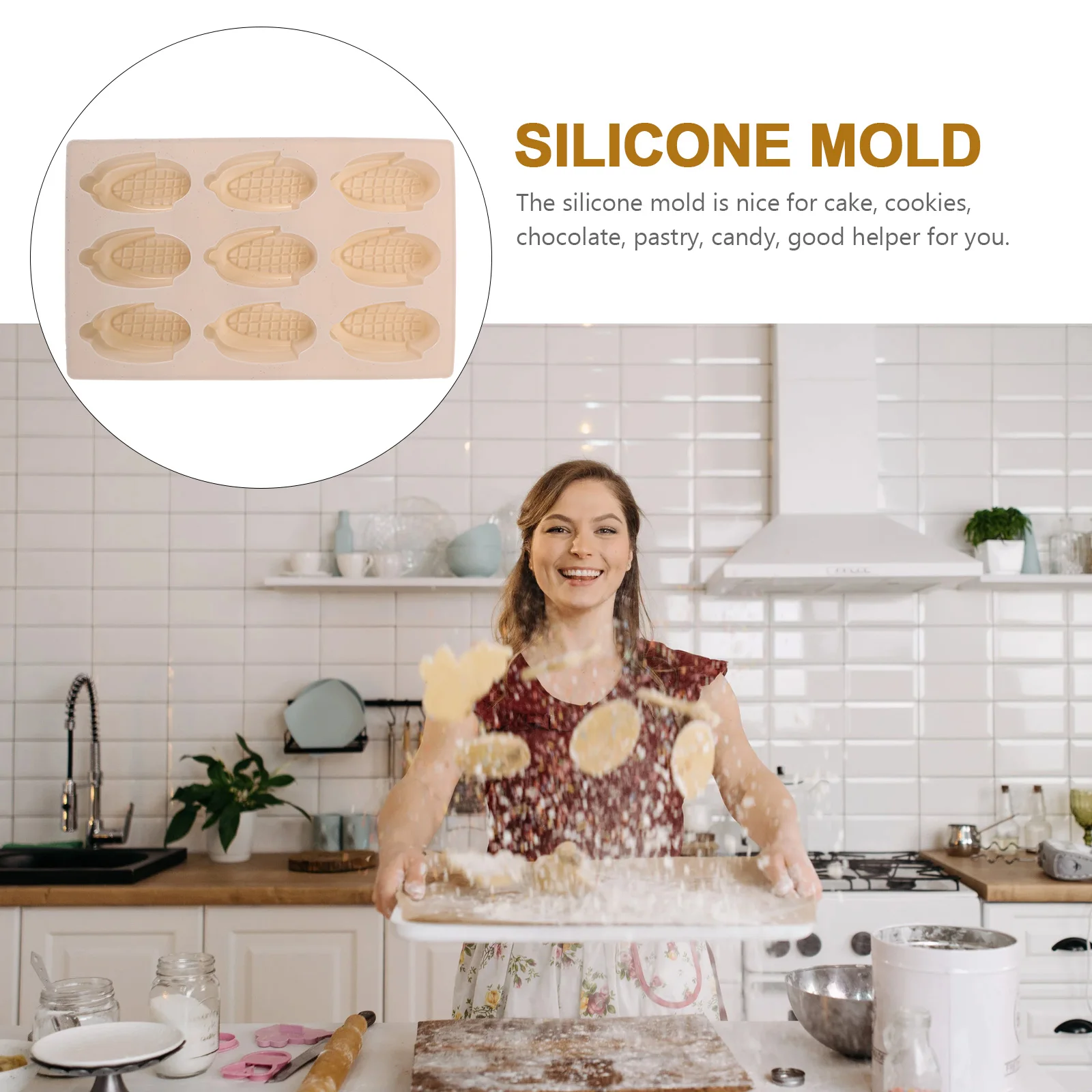 

9 Corn Shaped Silicone Molds Gray Cute Non stick Cookie Baking Chocolate Mold for Making Pastry Cake Gifts