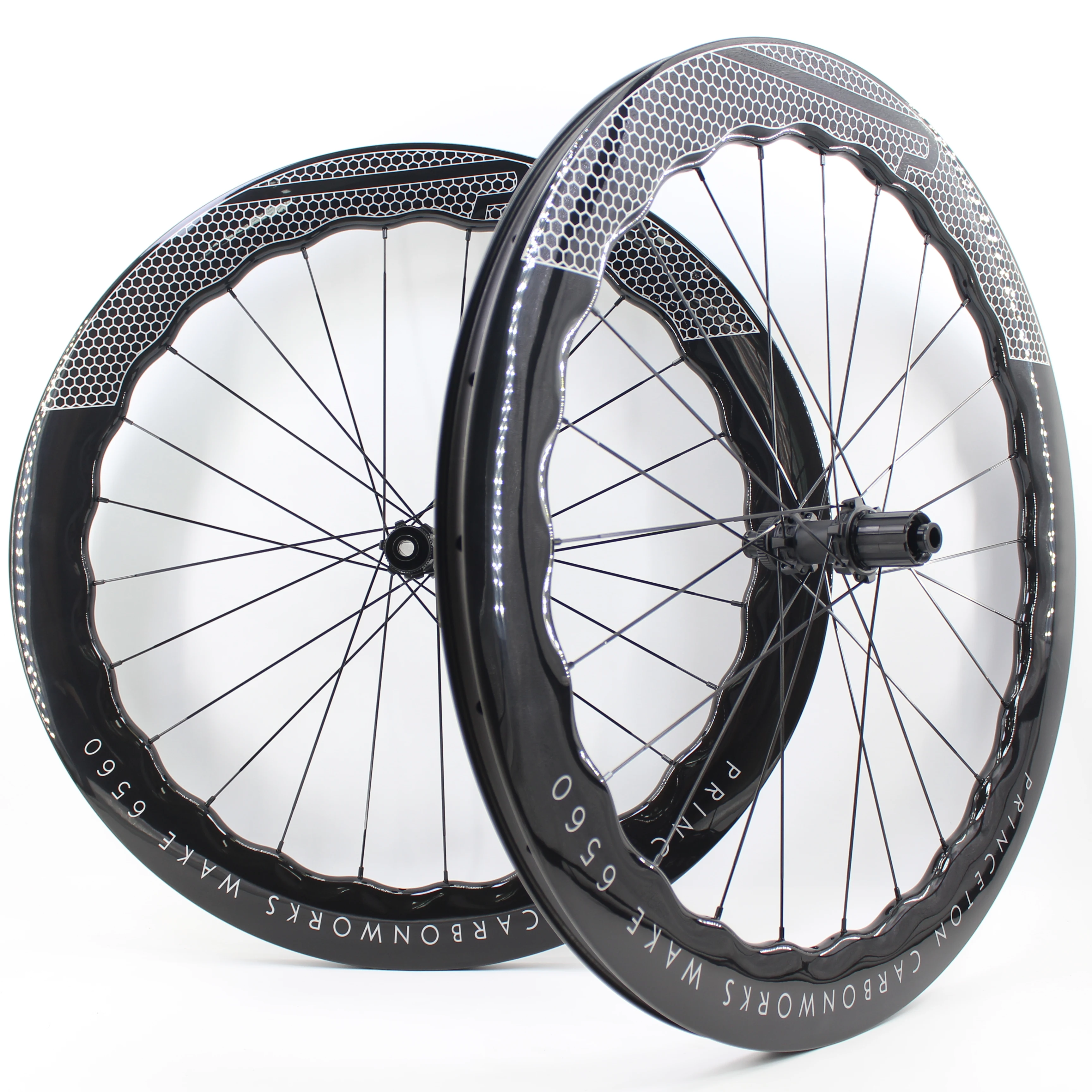 AliExpress NONE New 700C Racing Road Bike UD Full Carbon Fibre Bicycle Thru Axle Center Lock Disc Brake Wheelset Clincher Tubeless Rim Wave 25mm
