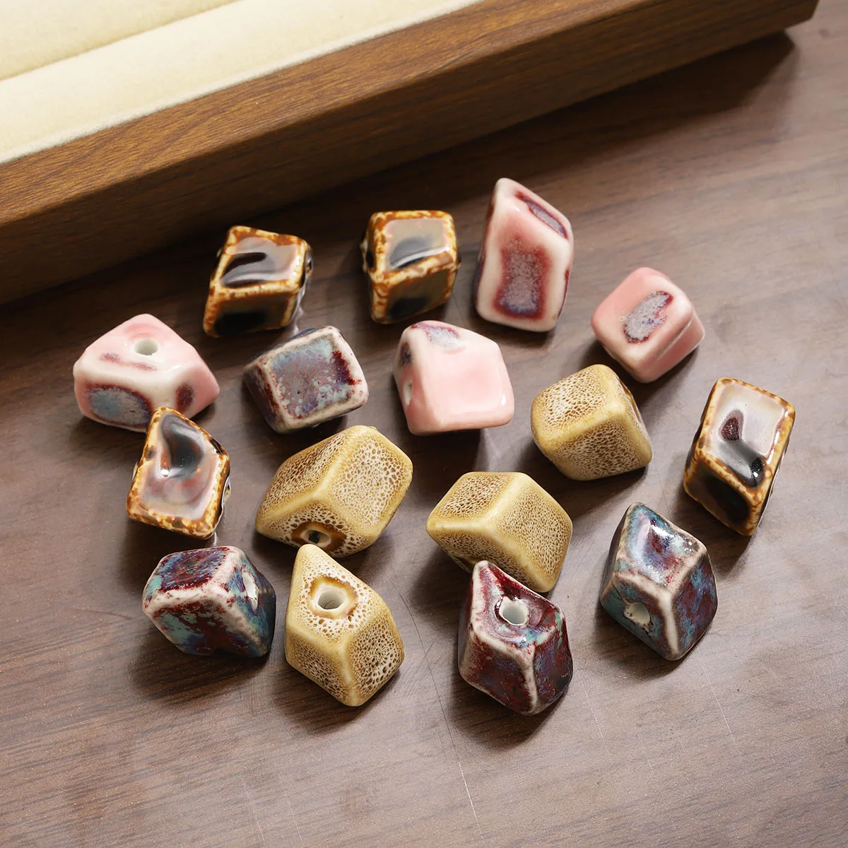 10pcs Trapezoid Ceramic Beads Retro Handmade Spacer Beads for Jewelry Making DIY Beach Bracelets Necklaces Accessories Wholesale