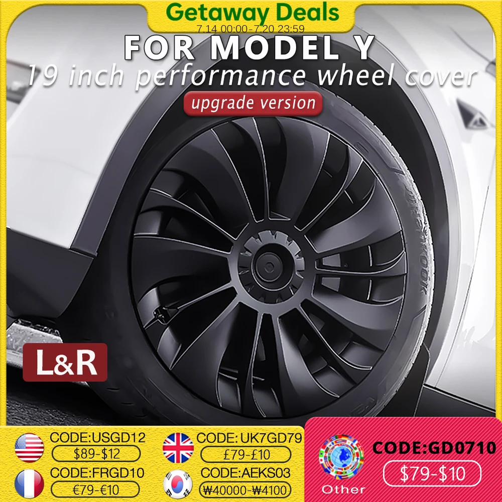 

4PCS Hub Cap Car Replacement Wheel Cap 19 Inch Performance Automobile Hubcap Full Cover Accessories for Tesla Model Y 2023 2024