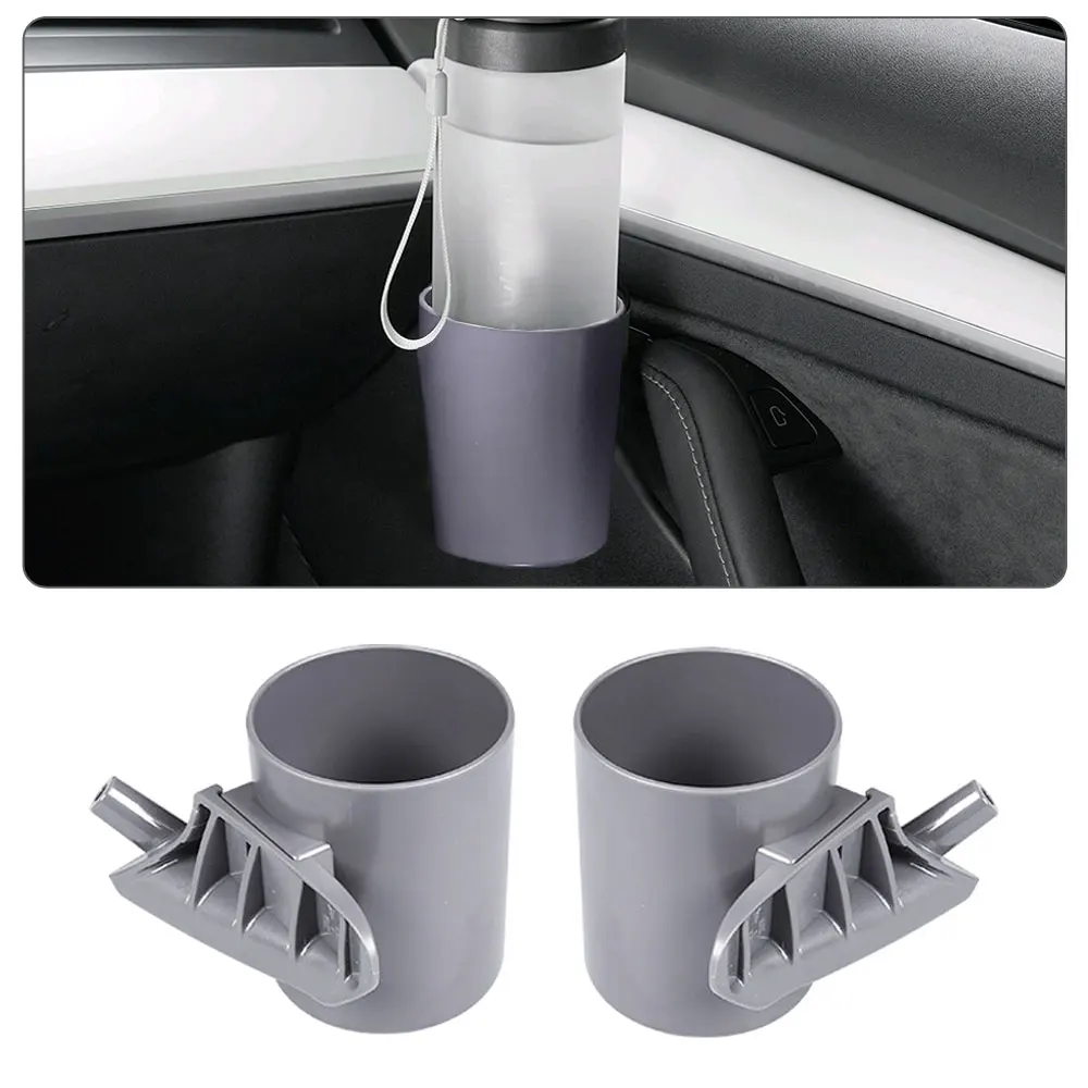 Car Cup Holder Vehicle Storage Box Auto Interior Door Mount Drink Rank Coffee Water Bottle Stand Black for Tesla Model 3 Y