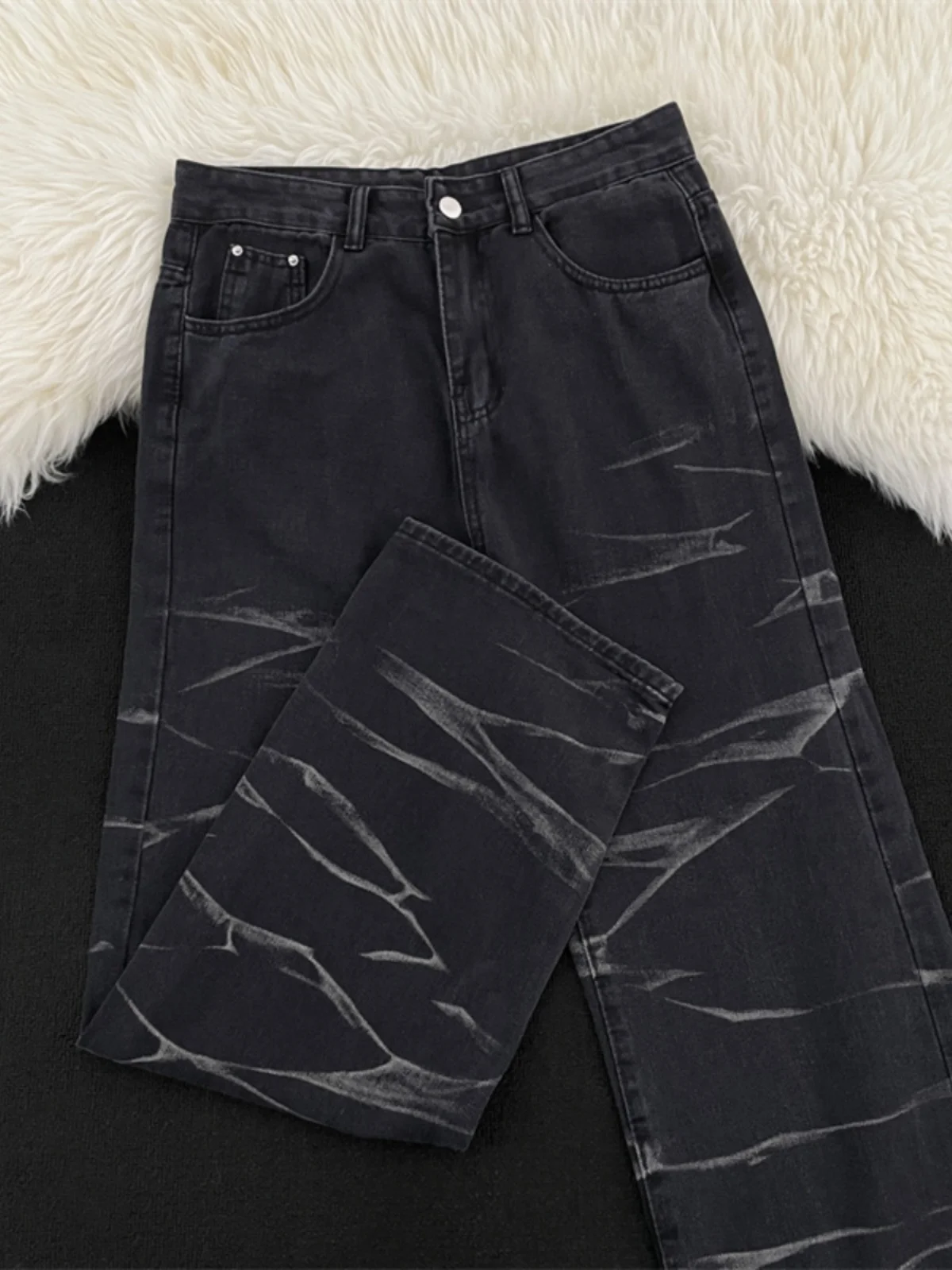 

Bla Tie-Dye Men's Jeans High Street American Vibe Loose Straight Casual Long Trousers Autumn Winter Trend Brand