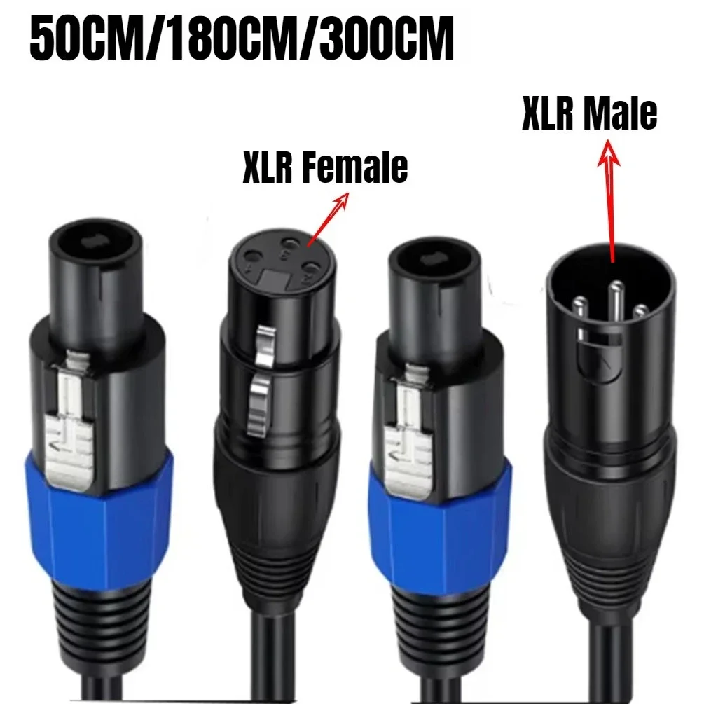 1PCS Speakon to XLR Cable Male to XLR Female 3 Pin Pro DJ PA Stage Mic Audio Jack Extension Cord for Professional Live Sound